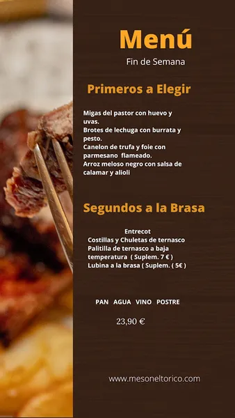 menu 2 of Restaurante a la Brasa | Mesón El Torico