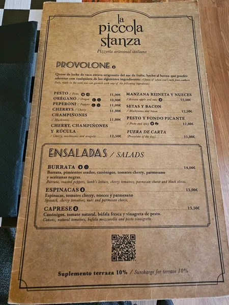 menu 0 of La Piccola Stanza