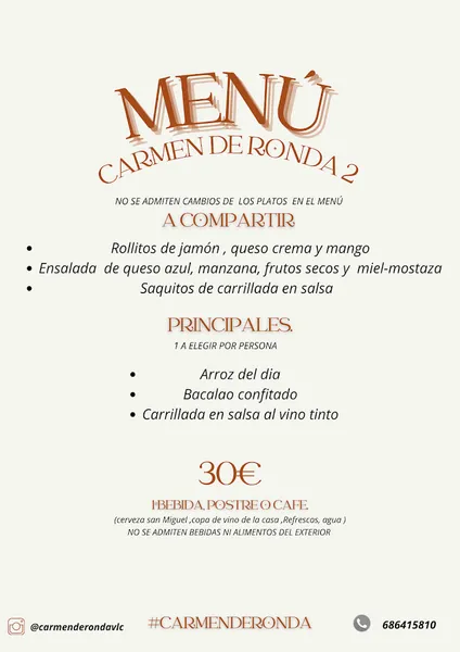 menu 0 of Bar restaurante Carmen De Ronda