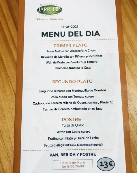 menu 0 of Restaurante Jarritus