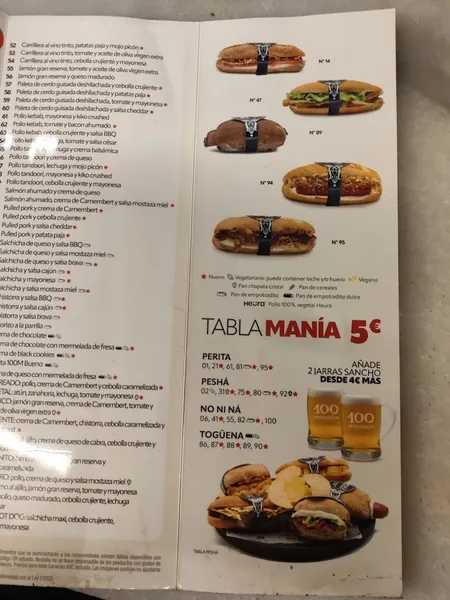 menu 2 of 100 Montaditos
