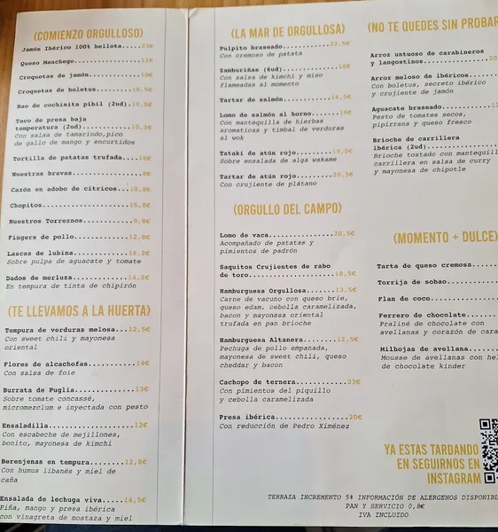 menu 1 of Taberna Orgullosa | Restaurante