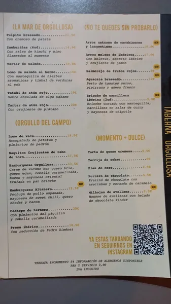 menu 2 of Taberna Orgullosa | Restaurante
