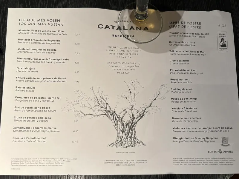 menu 0 of Cervecería Catalana