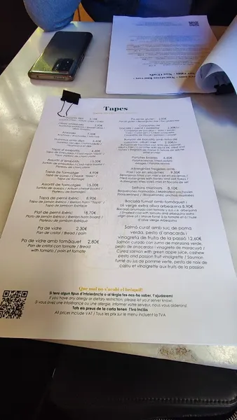 menu 1 of Can Tresó