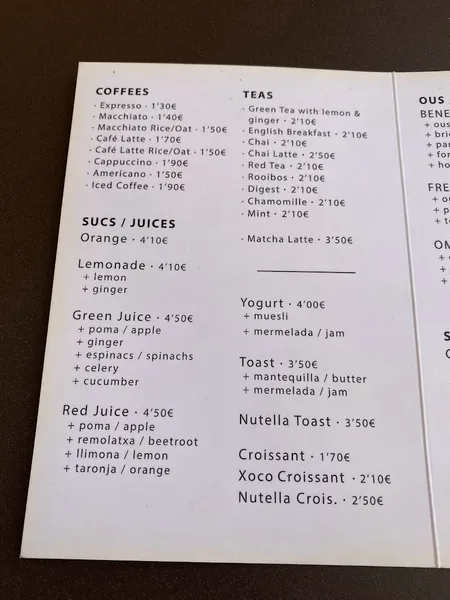 menu 1 of Bar But