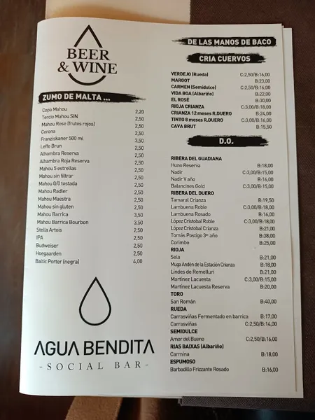 menu 0 of Agua Bendita -Social Bar-