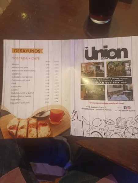menu 1 of La Unión Bar Musical