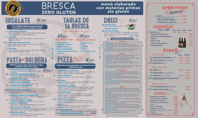 menu 1 of Bresca