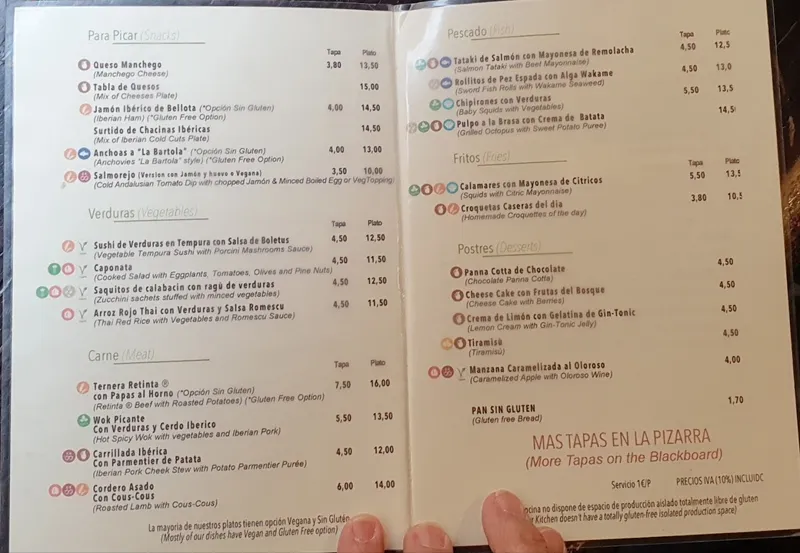 menu 0 of La Bartola