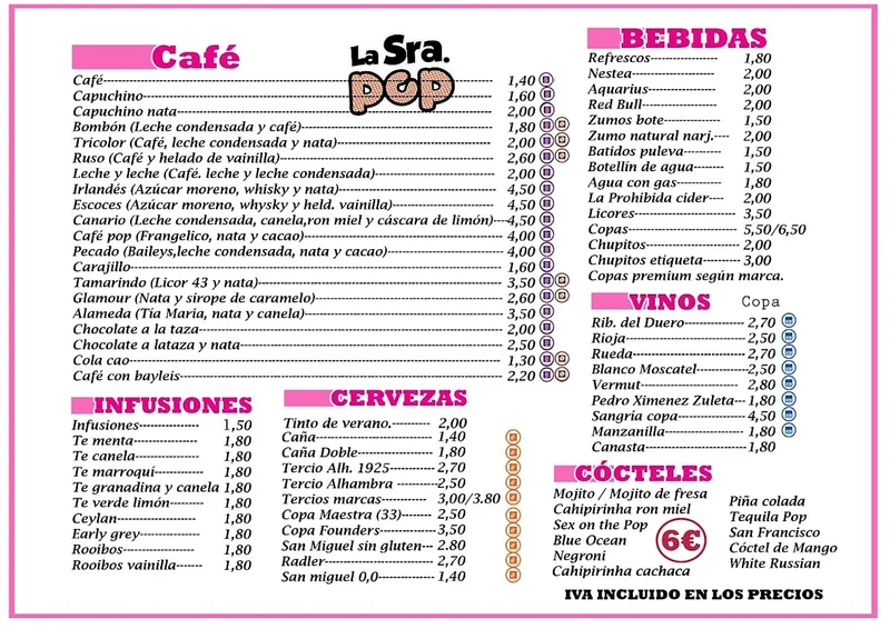 menu 0 of La Sra Pop