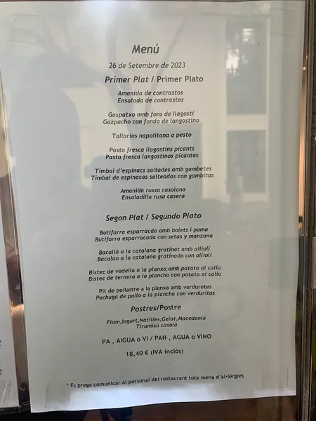 menu 1 of Restaurant Lagar