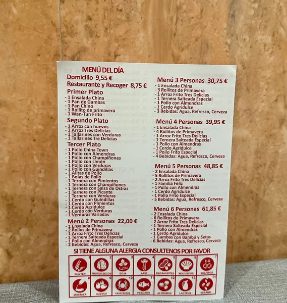 menu 1 of Restaurante China Town