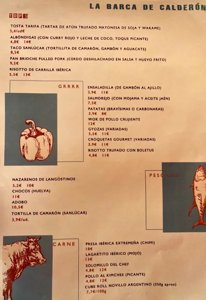 menu 0 of Restaurante La Barca de Calderón