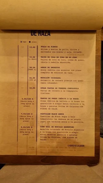 menu 2 of Restaurante La Barca de Calderón