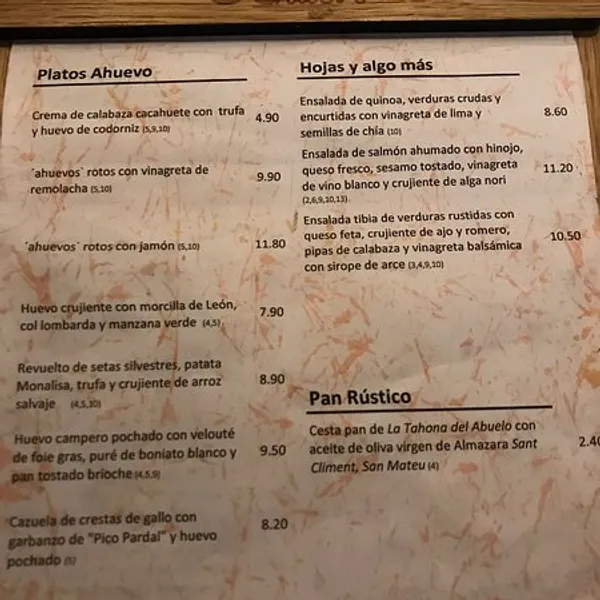 menu 2 of A huevo - Restaurante en Valencia