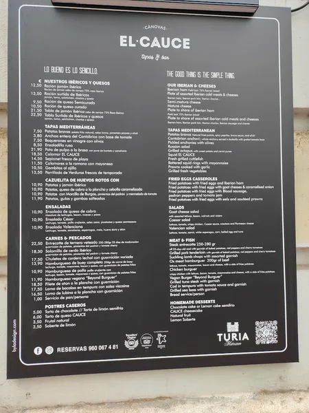 menu 0 of El Cauce Bar & Tapas