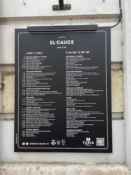 menu 1 of El Cauce Bar & Tapas