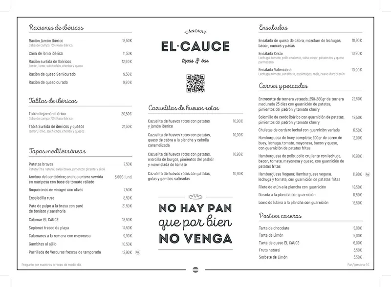 menu 2 of El Cauce Bar & Tapas