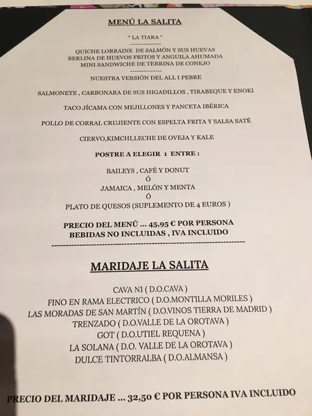 menu 0 of La Salita