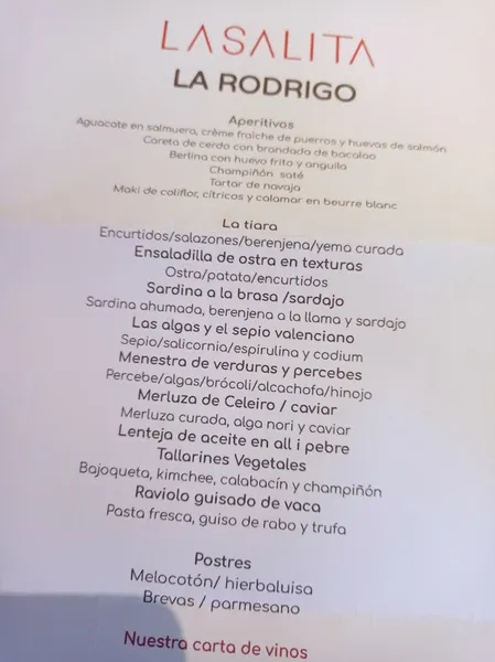 menu 1 of La Salita