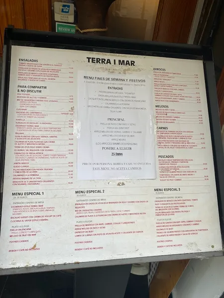 menu 1 of Arrocería Terra i Mar