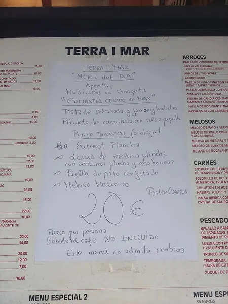 menu 2 of Arrocería Terra i Mar