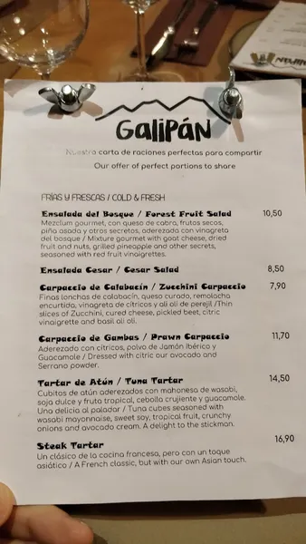 menu 0 of Restaurante Galipan