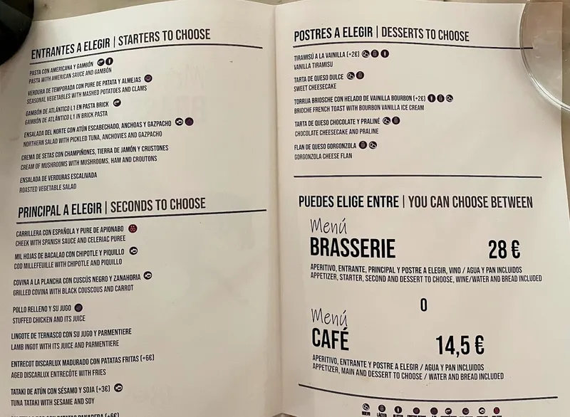 menu 0 of Café 1885