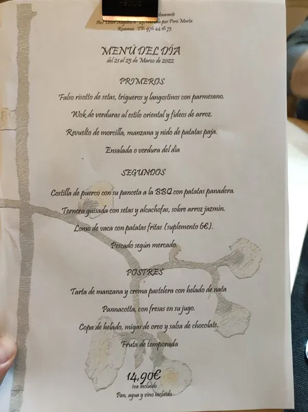 menu 1 of Restaurante Contigo Pan y Cebolla | Zaragoza