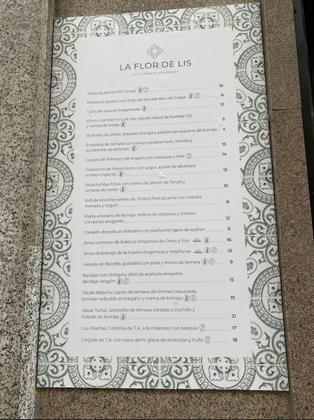 menu 2 of La Flor de Lis