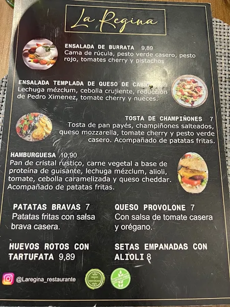 menu 0 of La Regina Restaurante Madrid