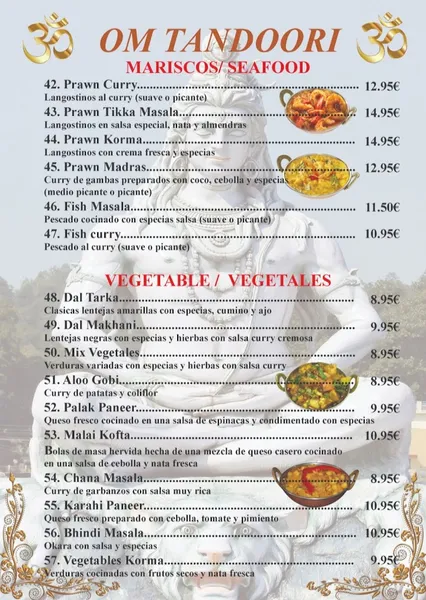 menu 2 of Om Tandoori