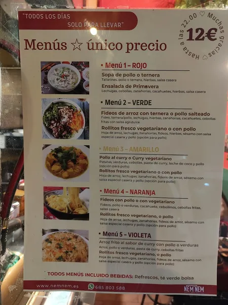 menu 1 of Nem Nem