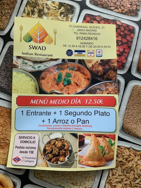 menu 1 of Swad Indian Restaurant (Solamente Para Llevar)