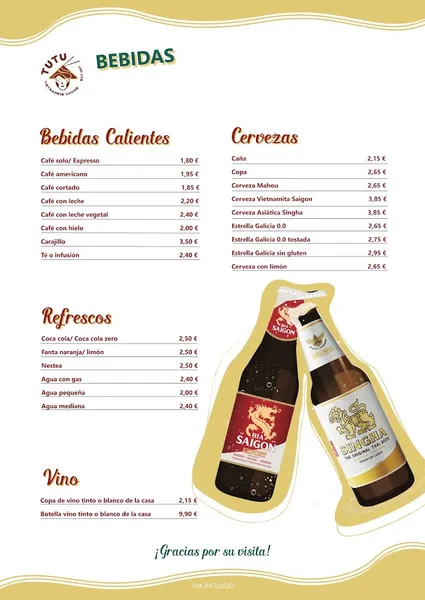 menu 0 of Tutu Vietnamese Cuisine