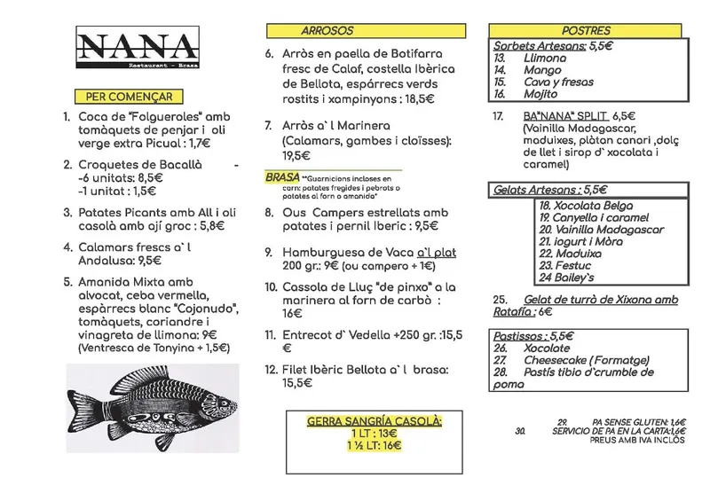 menu 1 of NANA restaurante - brasa // Charcoal Grill
