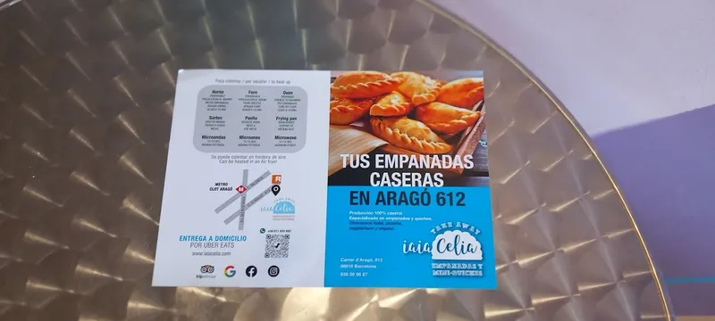 menu 1 of Empanadas caseras "iaia Celia" clot