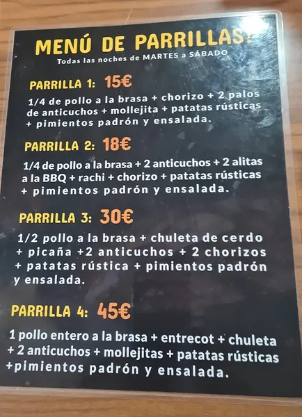 menu 1 of Quinoa Vitoria