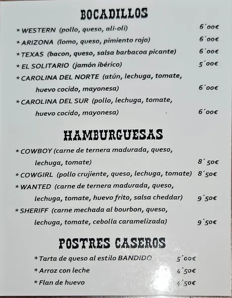 menu 0 of Gastrobar El Bandido