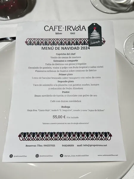 menu 0 of Café Iruña