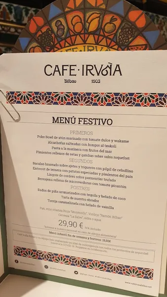 menu 2 of Café Iruña