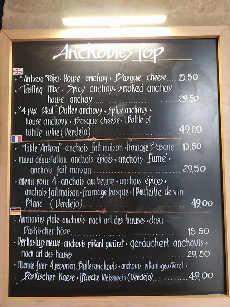 menu 0 of ANTXOA TABERNA
