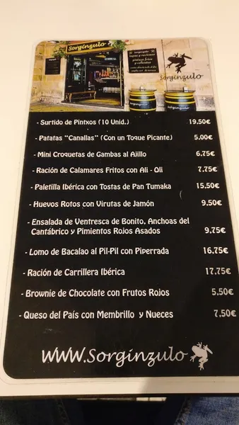 menu 0 of Sorgínzulo