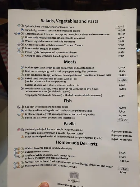 menu 1 of El Portalón