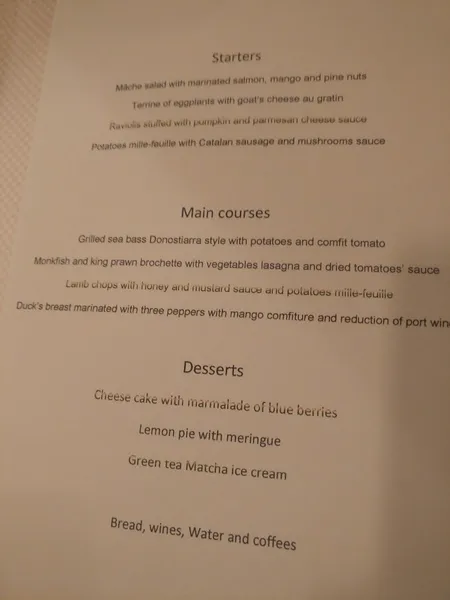 menu 1 of El Salón