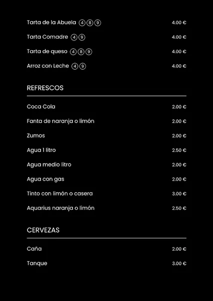 menu 2 of Taberna La Manuela