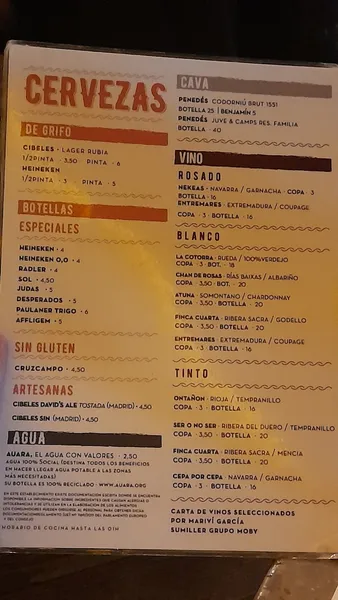 menu 0 of Areia Club