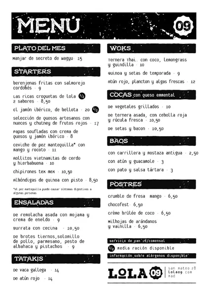 menu 1 of Lola 09