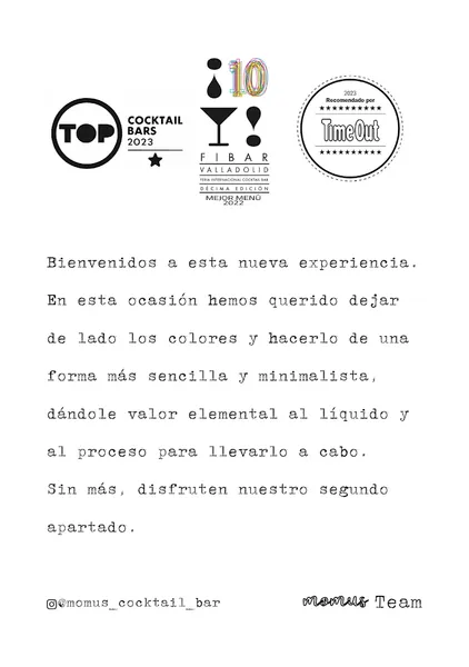 menu 0 of Momus Bar